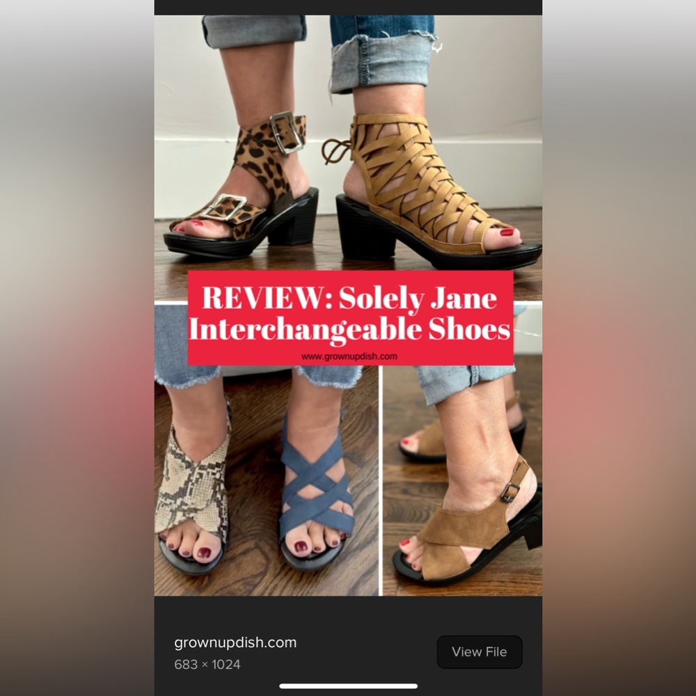 Solely Jane interchangeable shoes, 4 tops